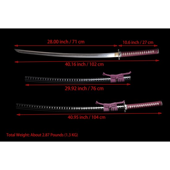 Full Tang Shinken Samurai Katana Swords Clay Tempered L6 Steel Full Tang Razor Sharp Blade