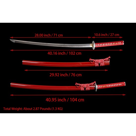 Traditional Clay Tempered T10 Steel Full Tang Blade Japanese Samurai Katana Sword Shinken