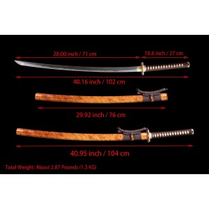 Handmade Japanese Katana Samurai Sword Clay Tempered T10 Steel Full Tang Blade