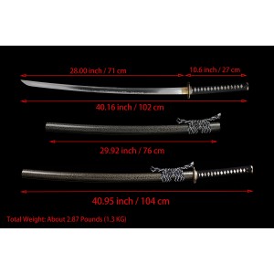 Clay Tempered T10 Steel Japanese Samurai Katana Sword Full Tang Blade