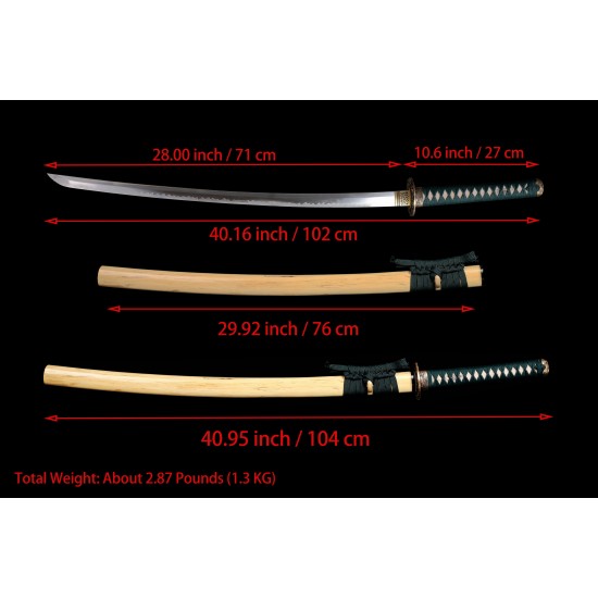 Handmade  Japanese Katana Clay Tempered T10 Steel Full Tang Blade Sword 