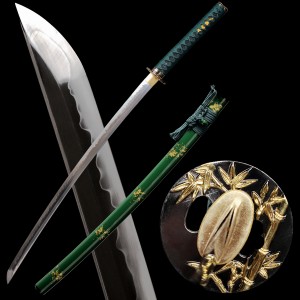 Japanese Samurai Katana Swords Clay Tempered T10 Steel Razor Sharp Full Tang Blade bamboo