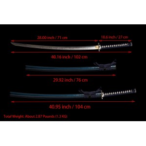 Japanese Samurai Real Katana Swords Clay Tempered L6 Steel Hitatsura Hamon Razor Sharp Full Tang Blade