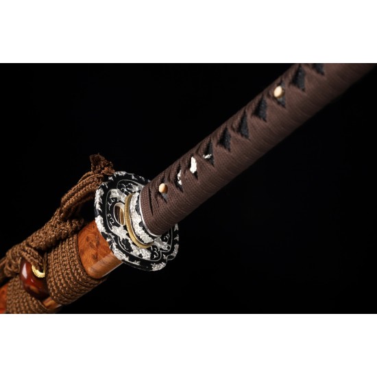 Hand Forged Japanese Samurai Katana Swords Clay Tempered L6 Steel Hitatsura Hamon Razor Sharp Full Tang Blade