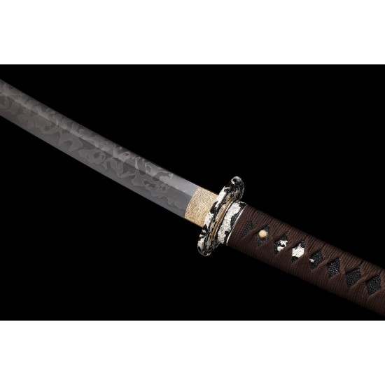 Hand Forged Japanese Samurai Katana Swords Clay Tempered L6 Steel Hitatsura Hamon Razor Sharp Full Tang Blade