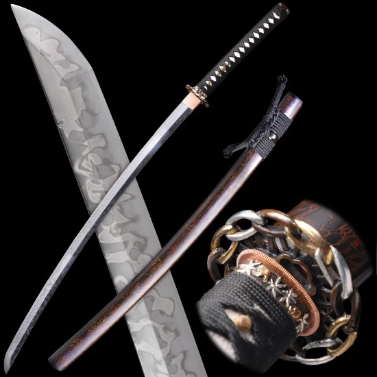Japanese Hand Forged Clay Tempered L6 Hamon Blade Samurai Sword