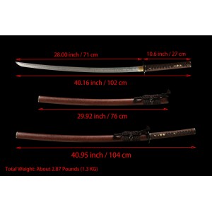 Hand Forged Japanese Katana Clay Tempered L6 Steel Hitatsura Hamon Razor Sharp Full Tang Blade Tiger Samurai Swords