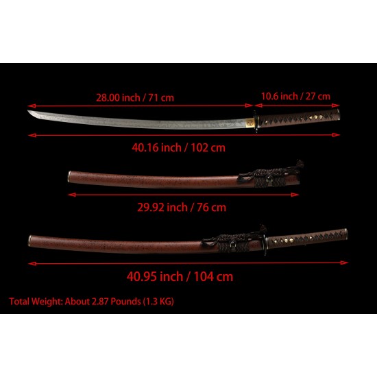 Hand Forged Japanese Katana Clay Tempered L6 Steel Hitatsura Hamon Razor Sharp Full Tang Blade Tiger Samurai Swords