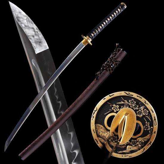 Handmade Clay Tempered T10 Steel Japanese Katana Samurai Swords Razor Sharp Full Tang Blade