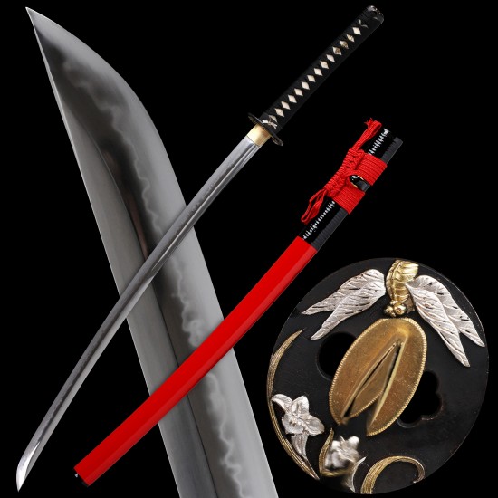 Japanese Katana T10 Steel Sword Choji Hamon Unokubi Zukuri Full Tang Blade 