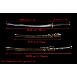 Traditional Japanese Samurai Katana Swords Clay Tempered L6 Steel Razor Sharp Full Tang Blade