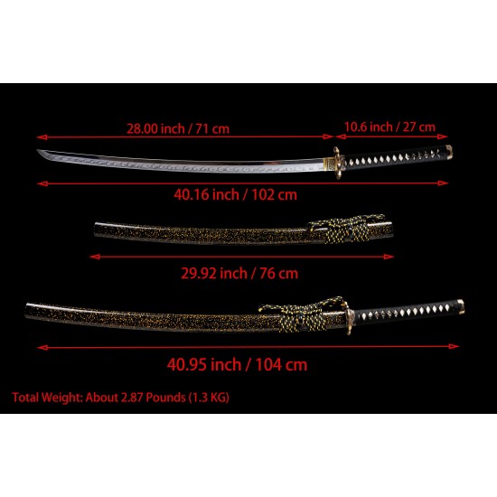 Traditional Japanese Samurai Katana Swords Clay Tempered L6 Steel Razor Sharp Full Tang Blade