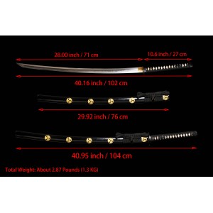 Japanese Samurai Katana Swords Clay Tempered T10 Steel Choji Hamon Razor Sharp Full Tang Blade