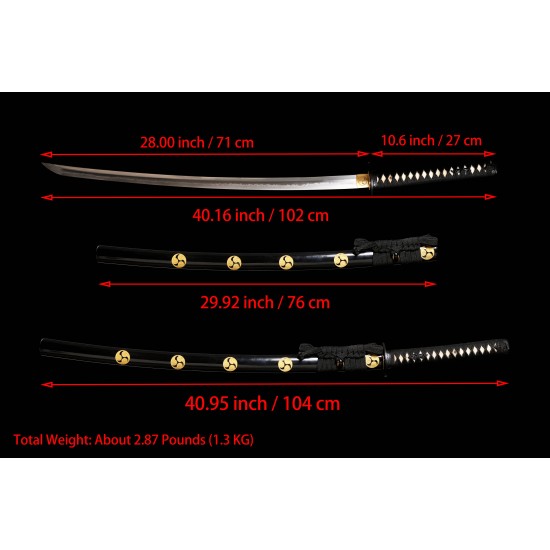 Japanese Samurai Katana Swords Clay Tempered T10 Steel Choji Hamon Razor Sharp Full Tang Blade