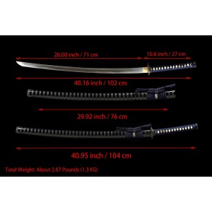 Tameshigiri Japanese Samurai Clay Tempered L6 Steel Full Tang Blade Katana Sword