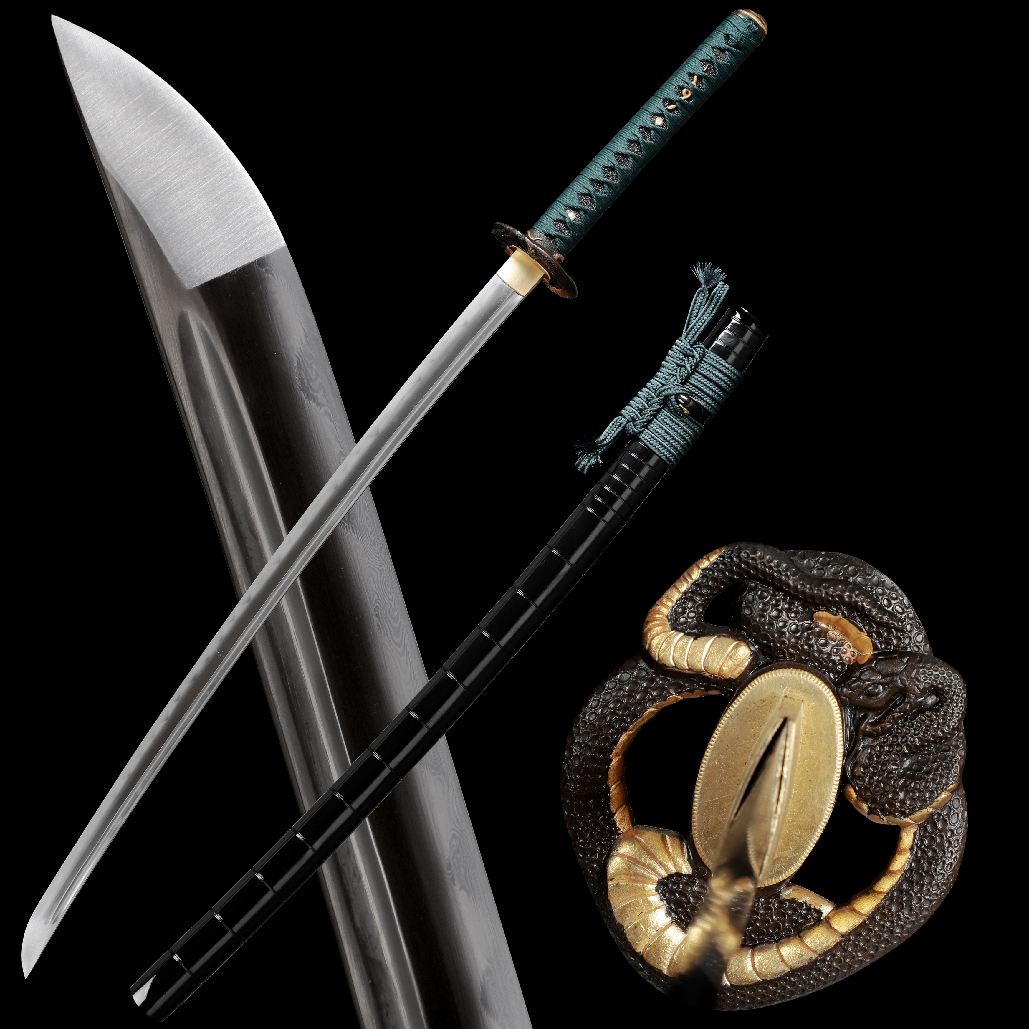 Japanese Samurai Katana Swords Clay Tempered Kobuse Folded