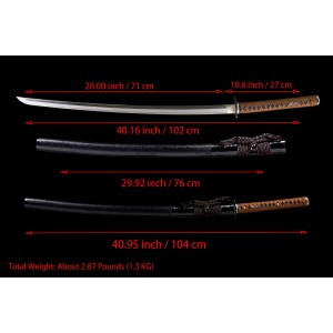 Handmade Samurai Clay Tempered L6 Steel Katana Swords Razor Sharp Blade