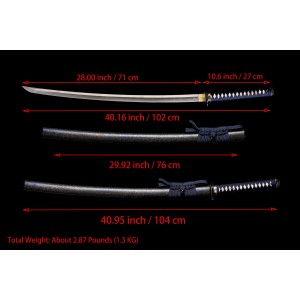 Full Tang Samurai Katana Swords Clay Tempered T10 Steel Choji Hamon Razor Sharp Blade