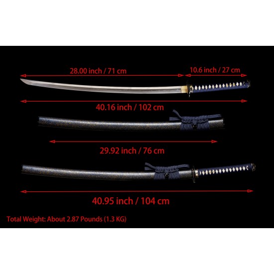 Full Tang Samurai Katana Swords Clay Tempered T10 Steel Choji Hamon Razor Sharp Blade