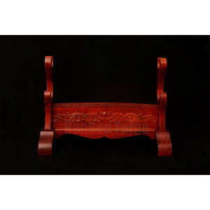Red Wooden Sword Stands Display 2-Layer Japanese Katana Samurai Dragon Rack for Sale