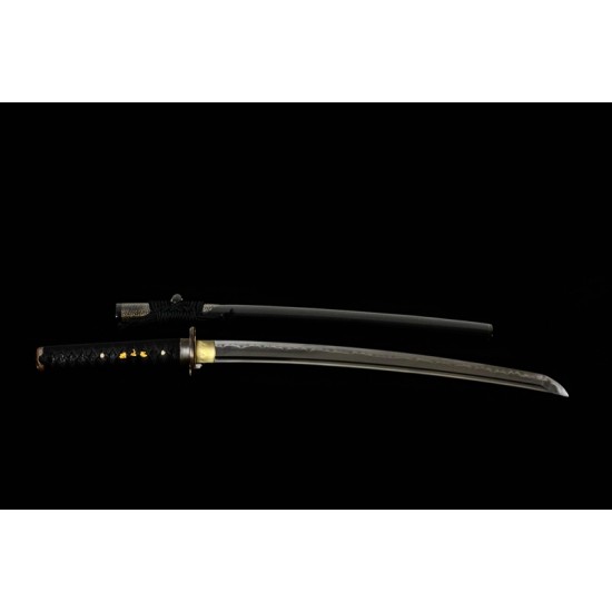 Japanese Samurai Wakizashi Swords Clay Tempered Kobuse Folded Steel Blade