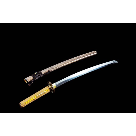 Japanese Samurai Wakizashi Sword Clay Tempered Shihozume Blade Full Tang Razor Sharp