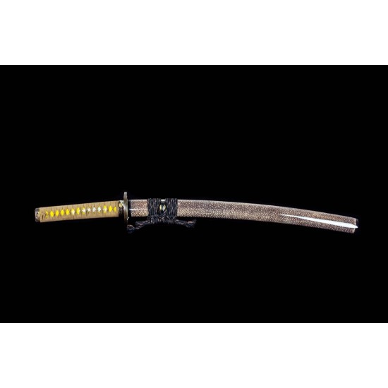 Japanese Samurai Wakizashi Sword Clay Tempered Shihozume Blade Full Tang Razor Sharp