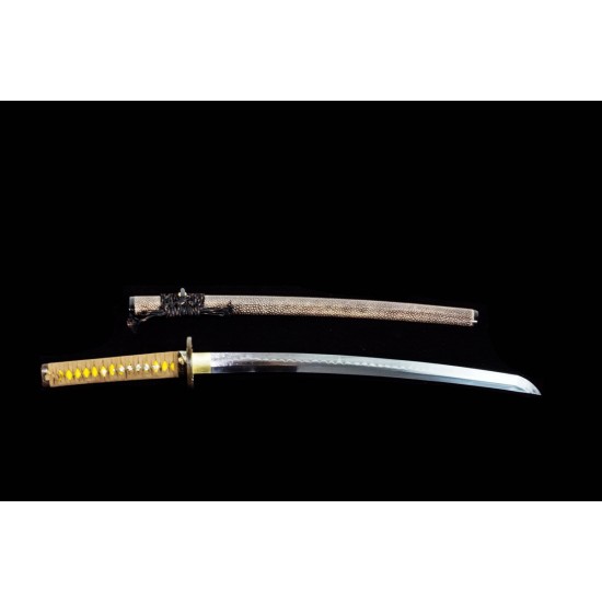 Japanese Samurai Wakizashi Sword Clay Tempered Shihozume Blade Full Tang Razor Sharp