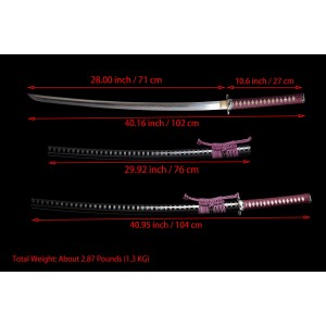 Full Tang Shinken Samurai Katana Swords Clay Tempered L6 Steel Battle Ready Razor Sharp Blade 