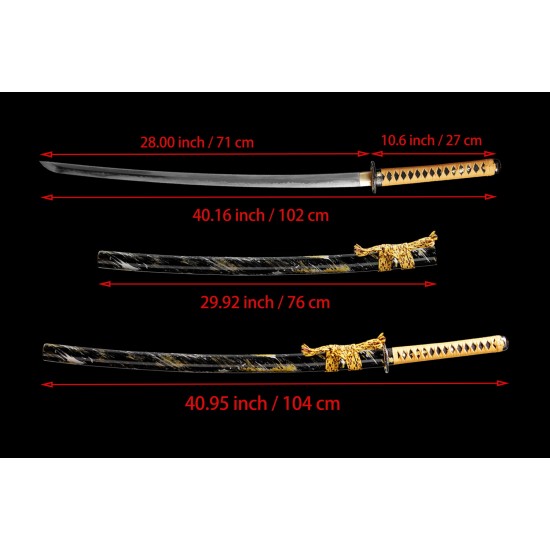 Japanese Samurai Katana Swords Clay Tempered  T10 Steel Battle Ready Blade Razor Sharp bamboo Fittng