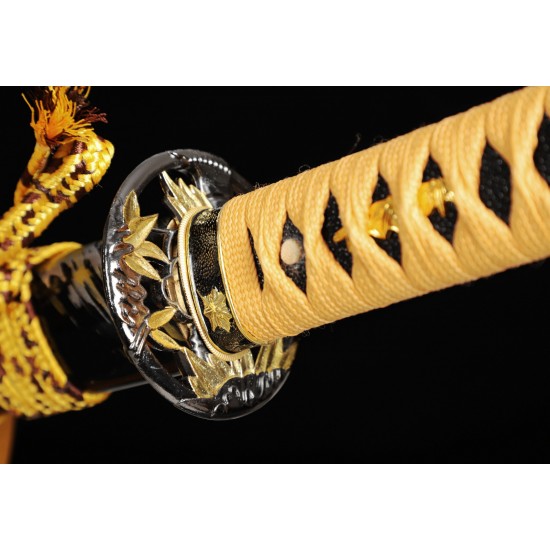 Japanese Samurai Katana Swords Clay Tempered T10 Steel Razor Sharp Full Tang Blade bamboo Fitting