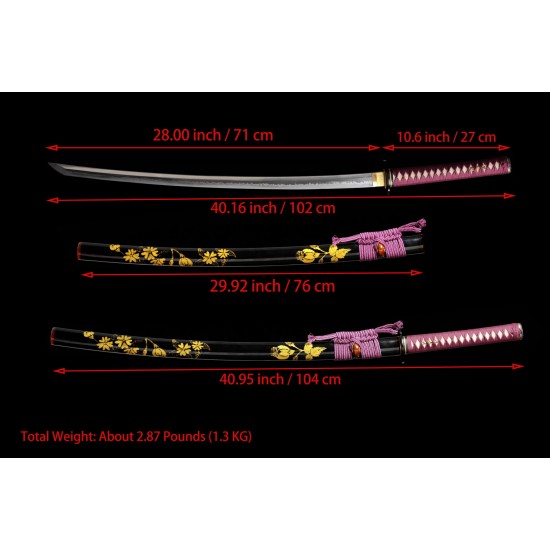 Handmade Clay Tempered T10 steel Japanese Samurai Katana Sword Top Choji Hamon Razor Sharp Full Tang Blade