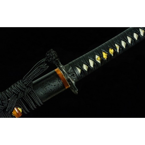 Battle Ready Clay Tempered L6 Steel Japanese Samurai Katana Sword Snake Choji Hamon