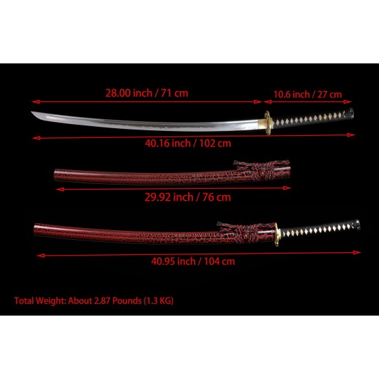 Samurai Katana Swords Clay Tempered  T10 Steel Battle Ready Blade Razor Sharp Dragon Fittng