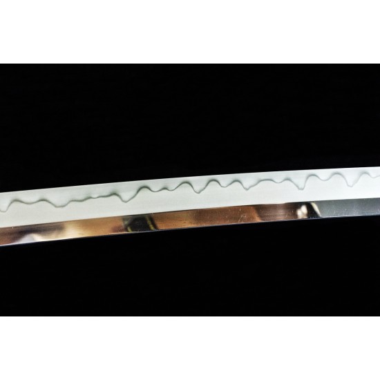 Handmade Japanese Clay Tempered L6 Steel Blade Wakizashi Sword Razor Sharp Full Tang