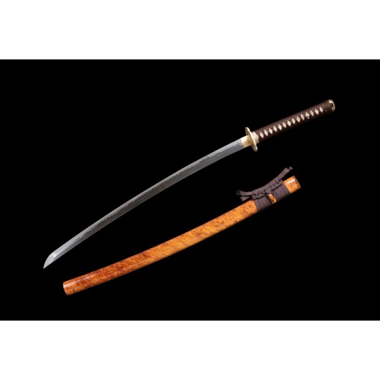 Handmade Japanese Katana Samurai Sword Clay Tempered T10 Steel Full Tang Blade