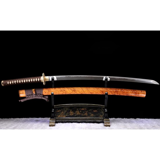 Handmade Japanese Katana Samurai Sword Clay Tempered T10 Steel Full Tang Blade