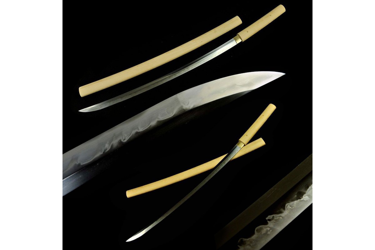 Battle Clay Tempered Japanese Samurai Choji Hamon Blade Shirasaya Katana Sword