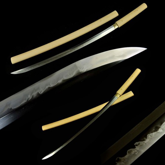 Handmade Clay Tempered Japanese Samurai Choji Hamon Blade Shirasaya Katana Sword