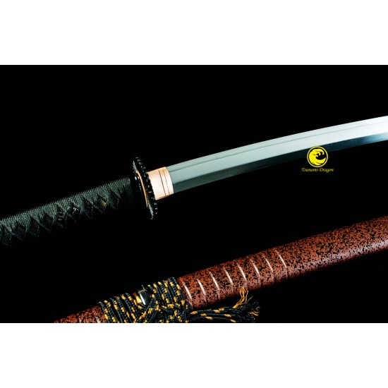 Hand Forged Japanese Samurai Katana Sword Clay Tempered L6 Steel Suguha Hamon Blade Full Tang Razor Sharp