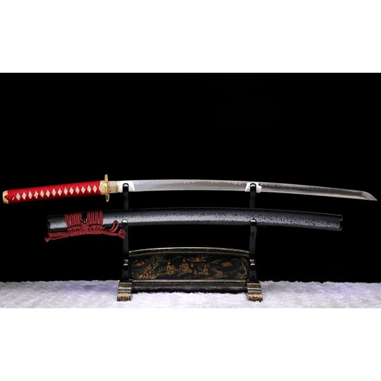 Handforge Clay Tempered T10 Steel Razor Sharp Full Tang Blade Japanese Katana Samurai Swords