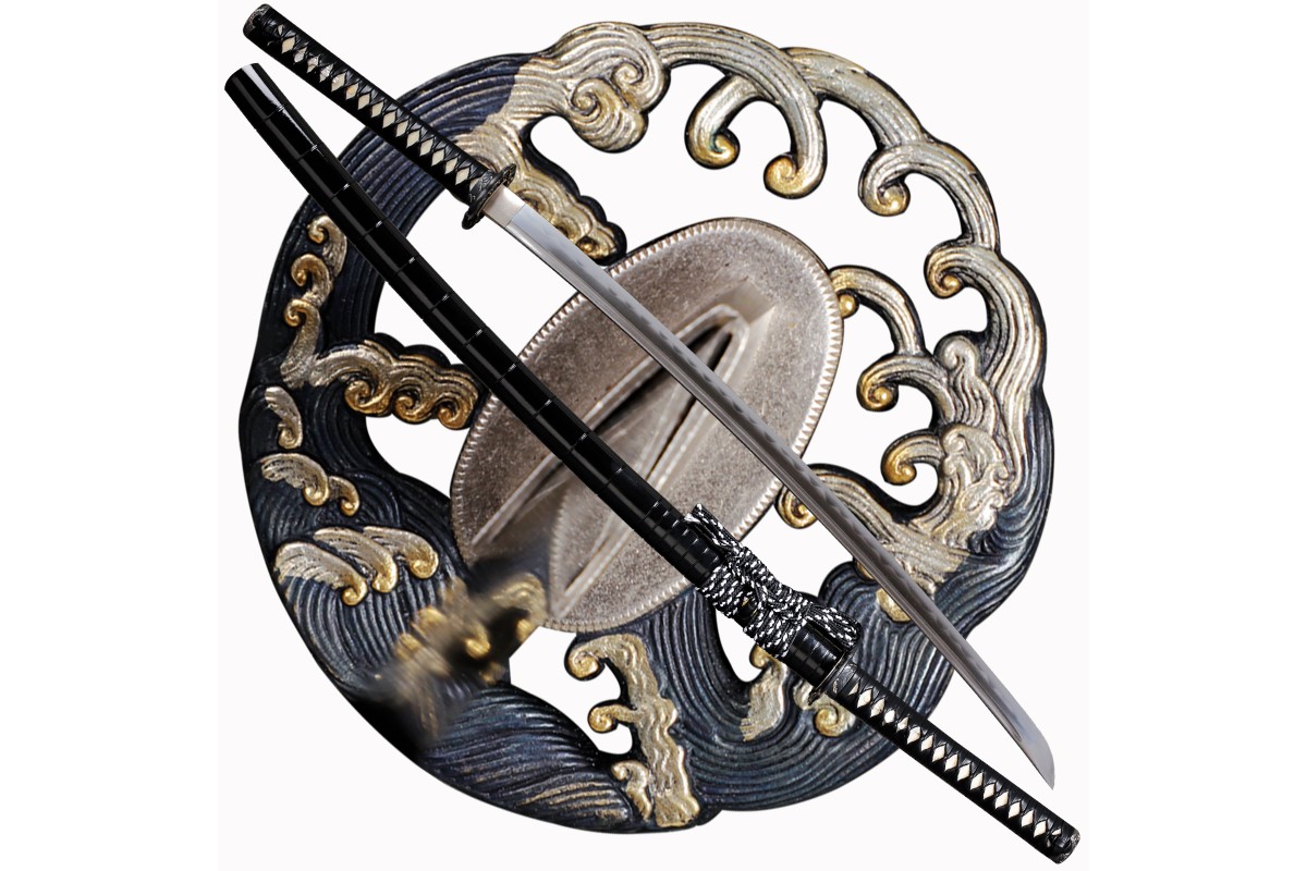 Japanese Samurai Katana Swords Clay Tempered Kobuse Folded Steel Blade