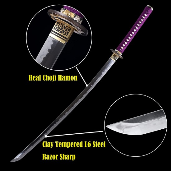 Razor Sharp Clay Tempered L6 Steel Blade Japanese Katana Samurai Sword