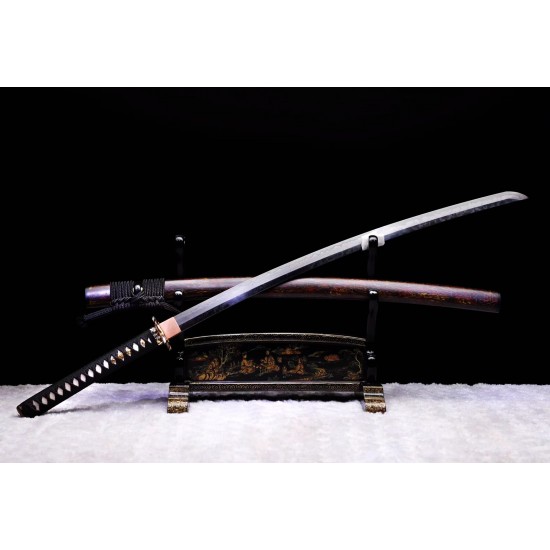 Japanese Katana Hand Forged Clay Tempered L6 Steel Hitatsura Hamon Blade Samurai Sword