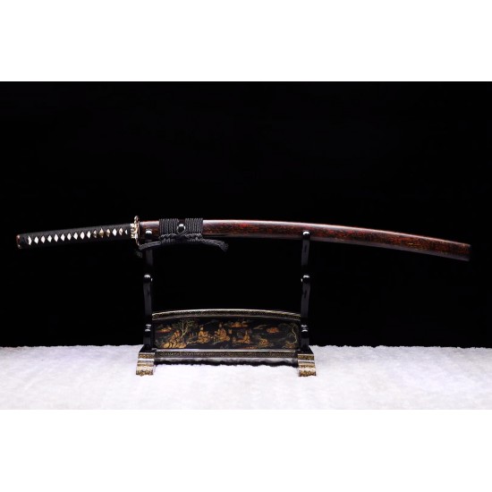 Japanese Katana Hand Forged Clay Tempered L6 Steel Hitatsura Hamon Blade Samurai Sword