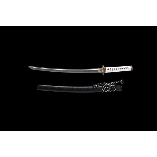 Japanese Clay Tempered T10 Steel Blade Samurai Wakizashi Sword