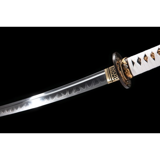 Japanese Clay Tempered T10 Steel Blade Samurai Wakizashi Sword