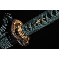 Japanese Samurai Katana Swords Clay Tempered Kobuse Folded Steel Blade Snake Tsuba