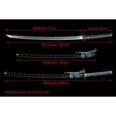Japanese Samurai Katana Swords Clay Tempered Kobuse Folded Steel Blade Snake Tsuba