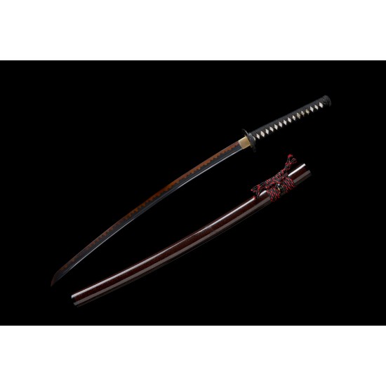 Battle Ready Clay Tempered T10 Steel Red Blade Japanese Daisho Katana Wakizashi Sword